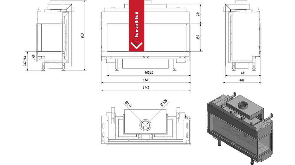 Kratki Gaskamin KRATKI LEO 100 rechts Erdgas ? 100/150 8,3 kW