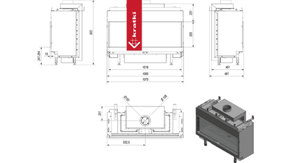 Kratki Gaskamin KRATKI LEO 100 Vorderseite Erdgas ? 100/150 9 kW