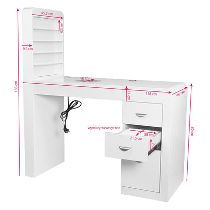 ActiveShop Kosmetiktisch 310 mit Kassettensauger weiß links