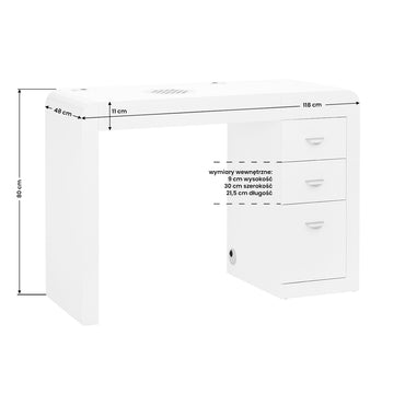 ActiveShop Kosmetiktisch 312 mit Kassettensauger weiß links