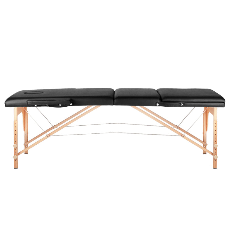 ActiveShop Klappbarer Massagetisch aus Holz Komfort Activ Fizjo 3-segmentig schwarz