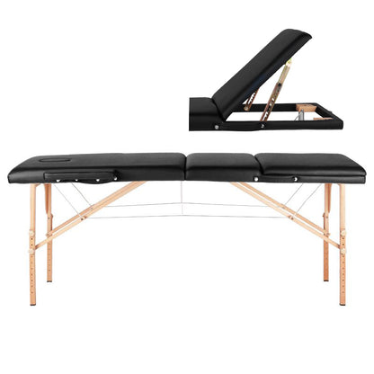 ActiveShop Klappbarer Massagetisch aus Holz Komfort Activ Fizjo 3-segmentig schwarz