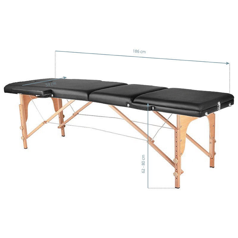 ActiveShop Klappbarer Massagetisch aus Holz Komfort Activ Fizjo 3-segmentig schwarz
