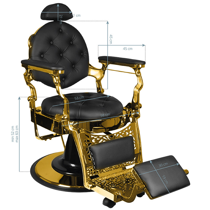 ActiveShop Gabbiano Barbersessel Giulio Gold schwarz
