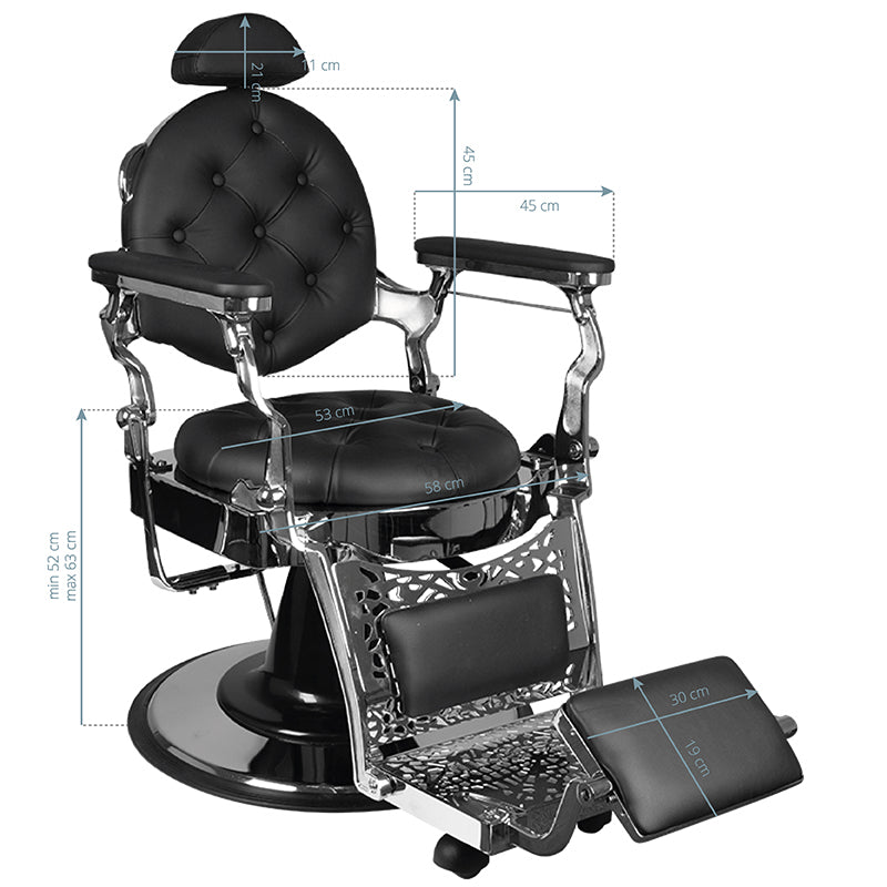 ActiveShop Gabbiano Barbersessel Giulio Silver schwarz