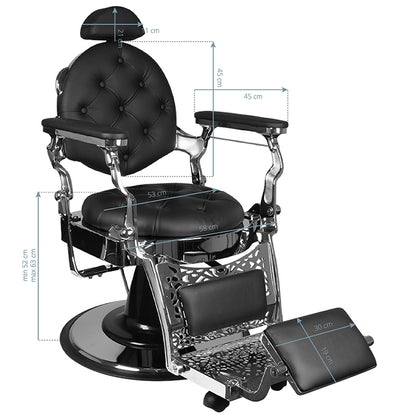 ActiveShop Gabbiano Barbersessel Giulio Silver schwarz