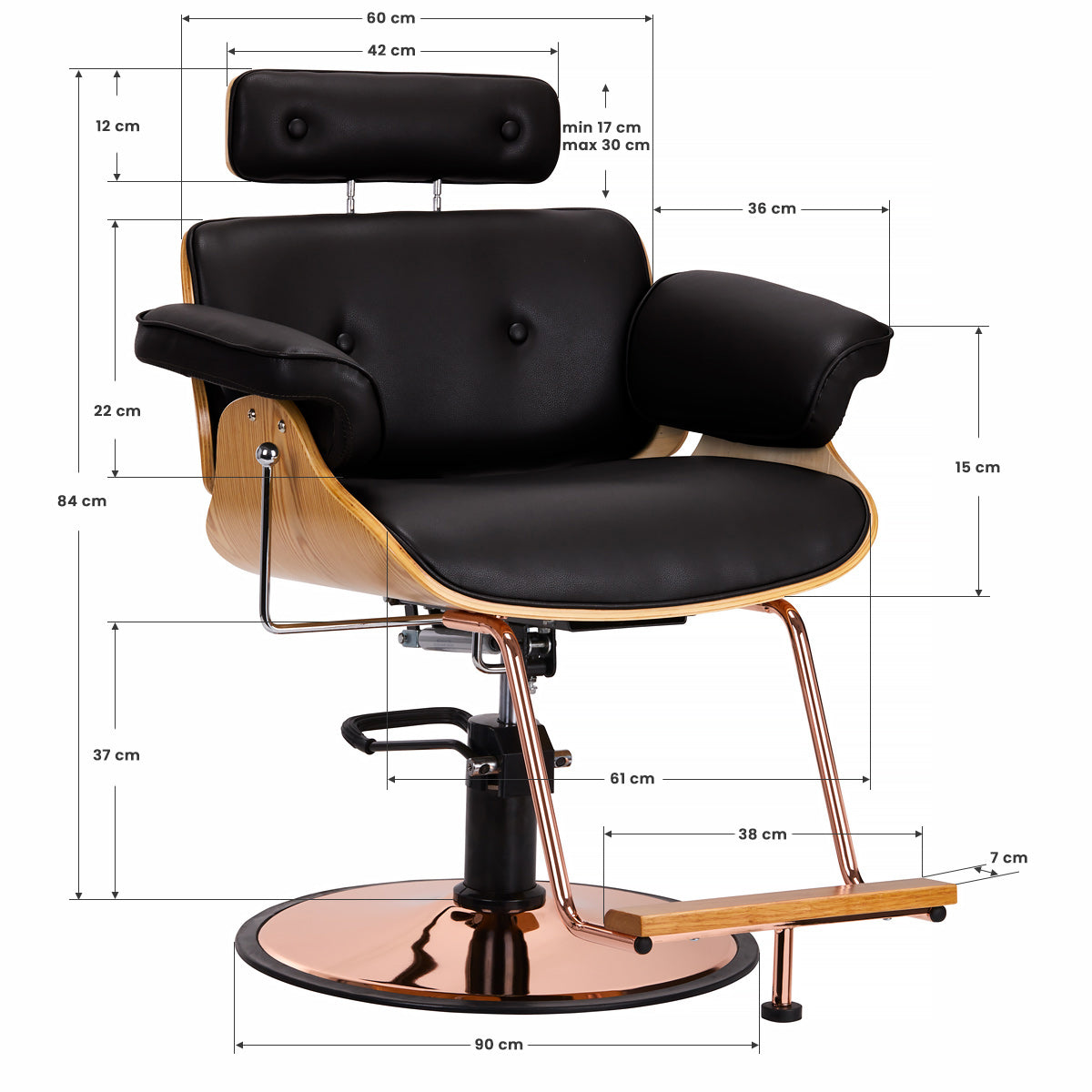 ActiveShop Gabbiano Friseurstuhl Florenz mit verstellbarer Kopfstütze schwarz