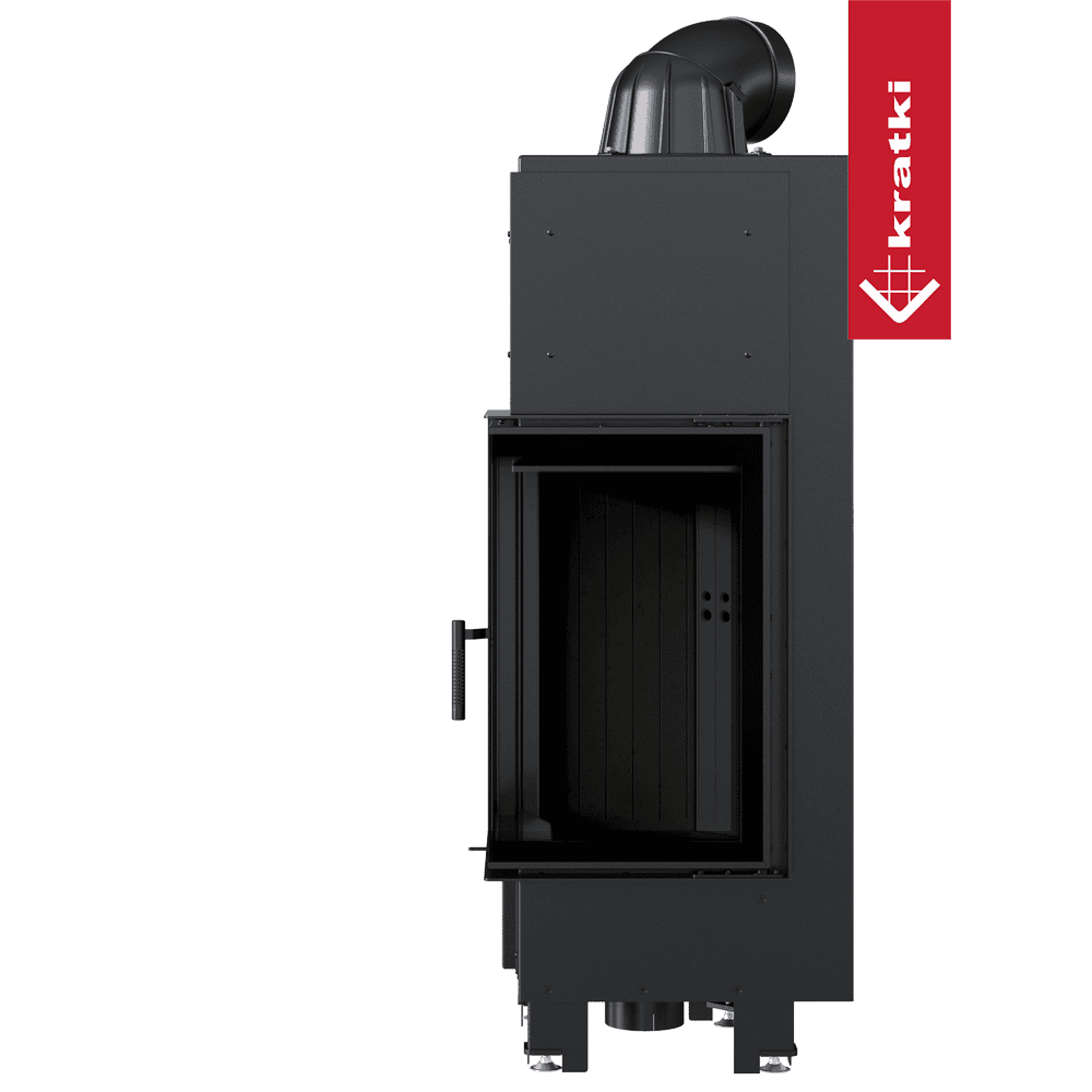 Kratki Kamineinsatz aus Stahl KRATKI MBN rechts 10 kW Ø 200 schwarz Verkleidung