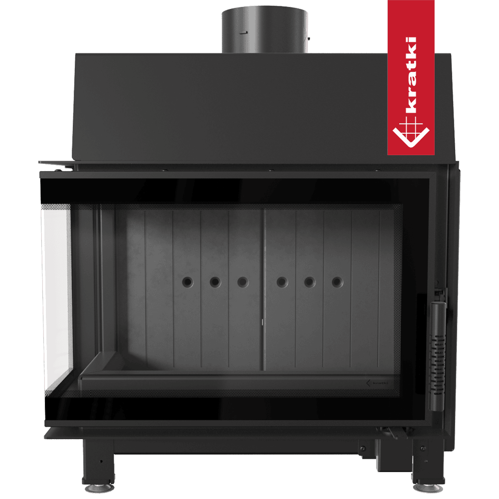 Kratki Kamineinsatz aus Stahl KRATKI SIMPLE links 6 kW Ø 150 schwarz Verkleidung