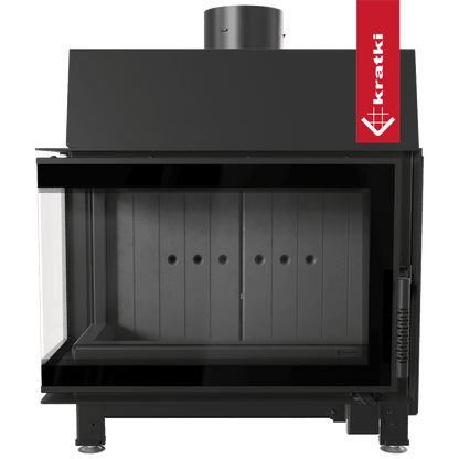Kratki Kamineinsatz aus Stahl KRATKI SIMPLE links 6 kW Ø 150 schwarz Verkleidung