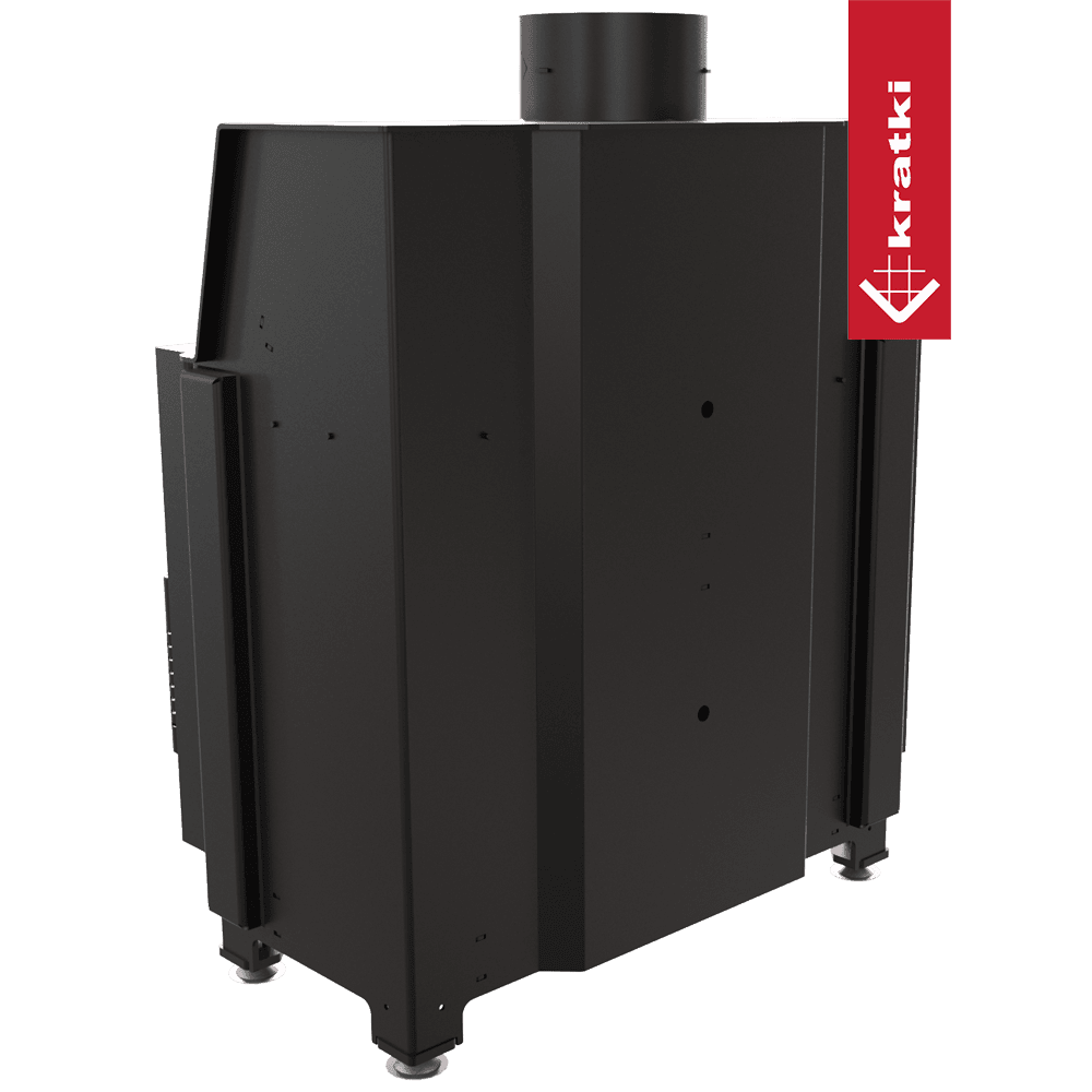 Kratki Kamineinsatz aus Stahl KRATKI SIMPLE links 6 kW Ø 150 schwarz Verkleidung