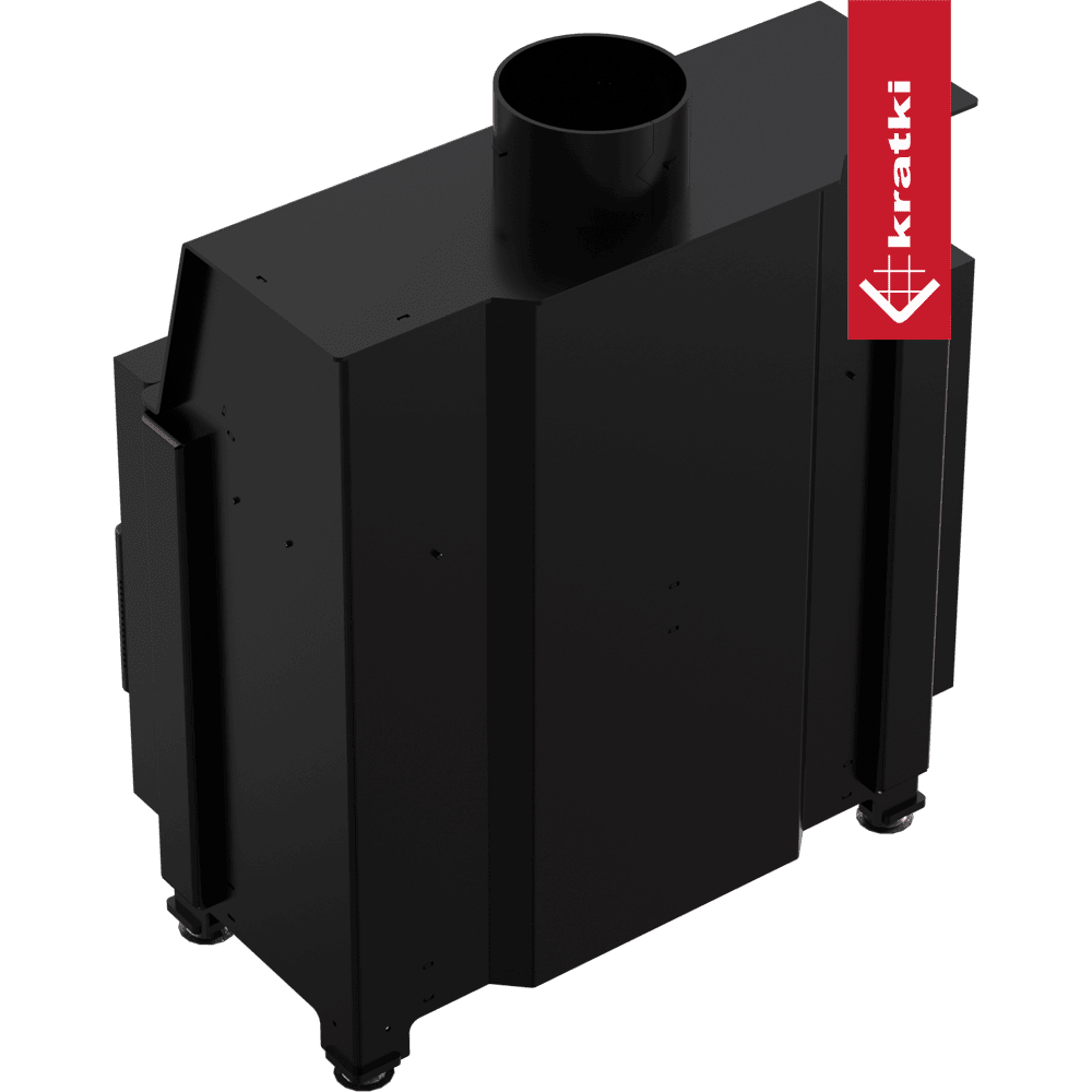 Kratki Kamineinsatz aus Stahl KRATKI SIMPLE links 6 kW Ø 150 schwarz Verkleidung