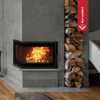 Kratki KRATKI SIMPLE Rechter Stahl-Luftkamin 6 kW Ø 150 schwarze Auskleidung