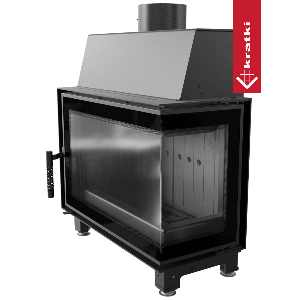 Kratki KRATKI SIMPLE Rechter Stahl-Luftkamin 6 kW Ø 150 schwarze Auskleidung