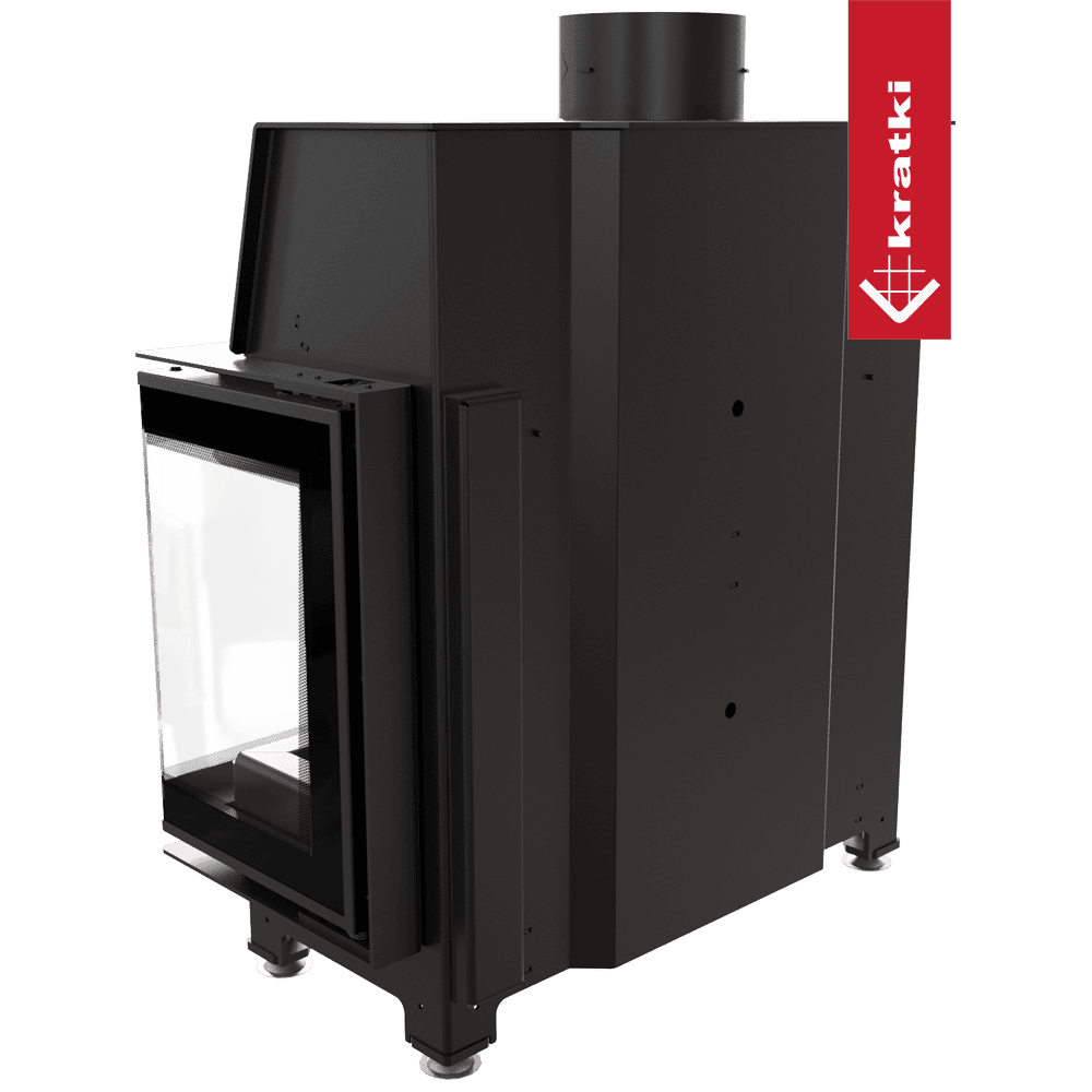 Kratki KRATKI SIMPLE Rechter Stahl-Luftkamin 6 kW Ø 150 schwarze Auskleidung