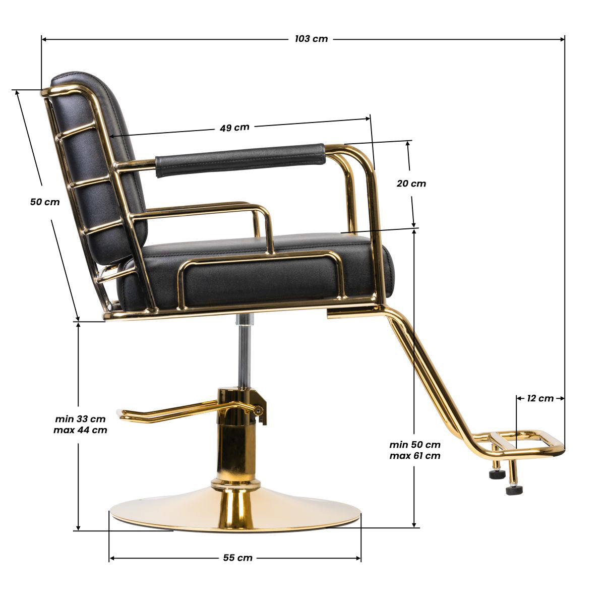 ActiveShop Gabbiano Friseurstuhl Prato Gold - Schwarz