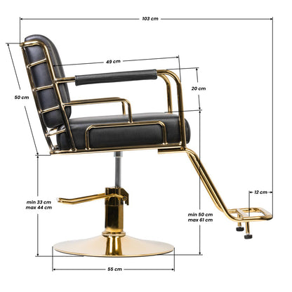 ActiveShop Gabbiano Friseurstuhl Prato Gold - Schwarz