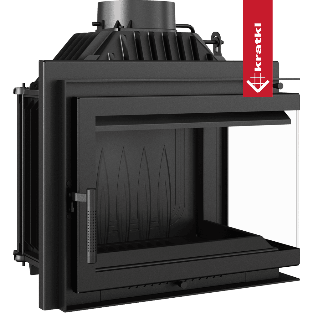 Kratki Kamineinsatz Gusseisen KRATKI SIMPLE rechts 8 kW Ø 180