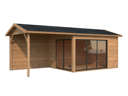 Palmako Amanda 11,2+7,8 m2 Slide - Lackiert hellgrau RAL7042 + anthrazit RAL7016