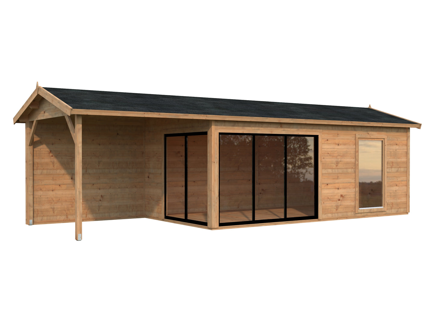 Palmako Amanda 17,1+7,8 m2 Slide Plus - Lackiert hellgrau RAL7042 + anthrazit RAL7016
