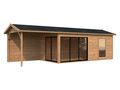 Palmako Amanda 17,1+7,8 m2 Slide Plus - Lackiert hellgrau RAL7042 + anthrazit RAL7016