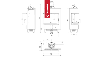 Kratki Intelligenter Kamineinsatz aus Stahl KRATKI LUCY SLIM links 8 kW Ø 160 MSK