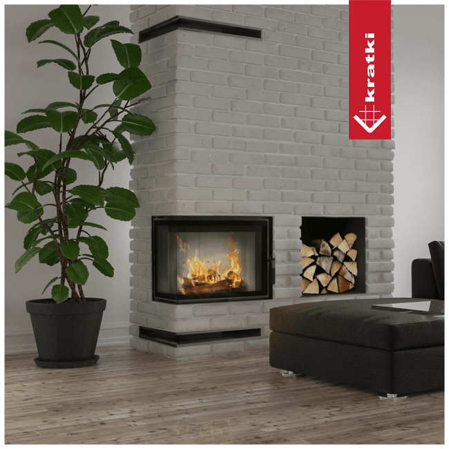 Kratki Intelligenter Kamineinsatz aus Stahl KRATKI LUCY SLIM links 8 kW Ø 160 MSK