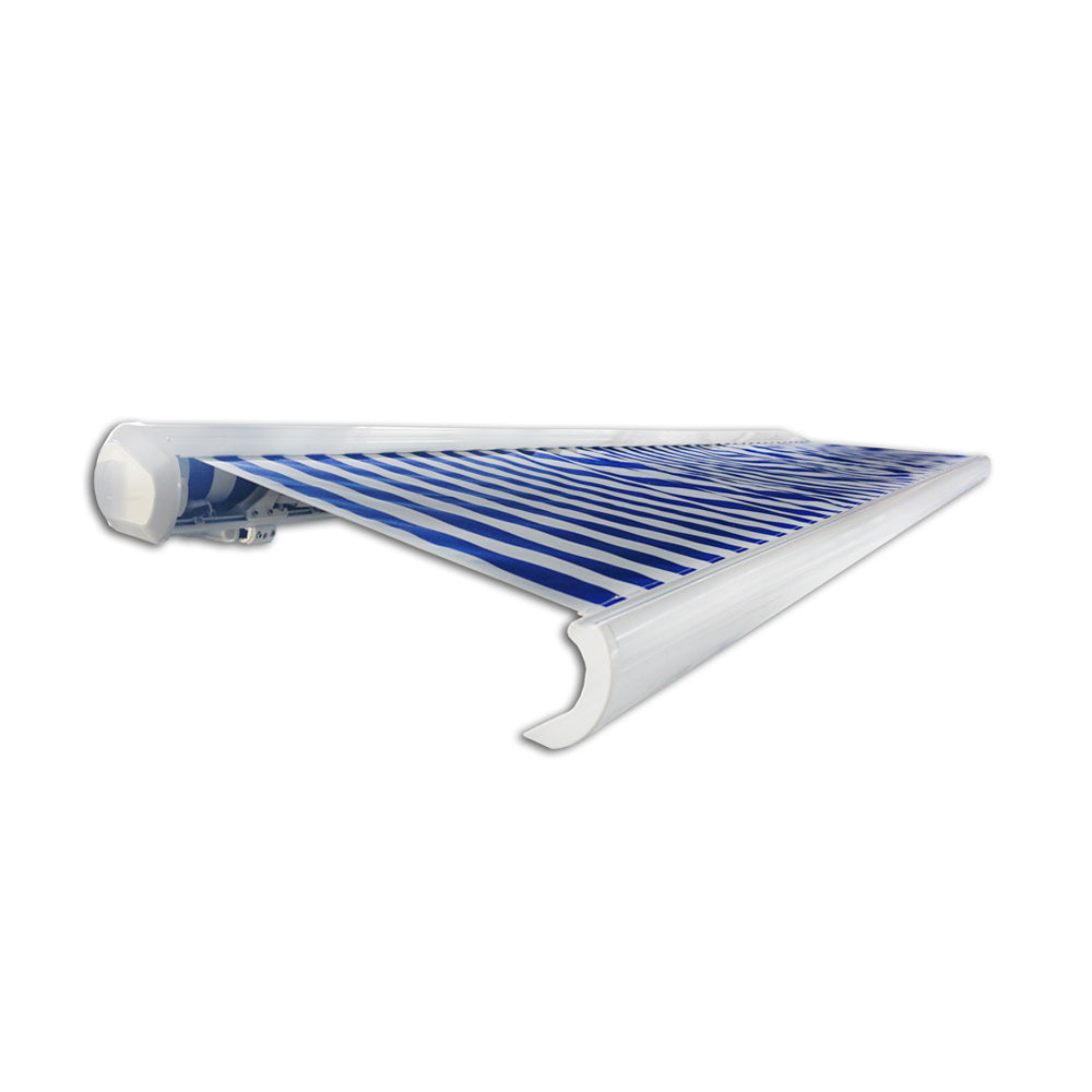 Home Deluxe LED Vollkassettenmarkise elektrisch ELOS - 350 x 250 cm Marineblau-weiß
