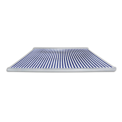 Home Deluxe LED Vollkassettenmarkise elektrisch ELOS - 395 x 300 cm Marineblau-weiß