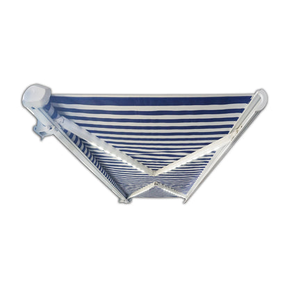Home Deluxe LED Vollkassettenmarkise elektrisch ELOS - 395 x 300 cm Marineblau-weiß