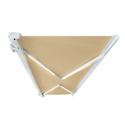 Home Deluxe LED Vollkassettenmarkise elektrisch ELOS - 350 x 250 cm Sandfarben