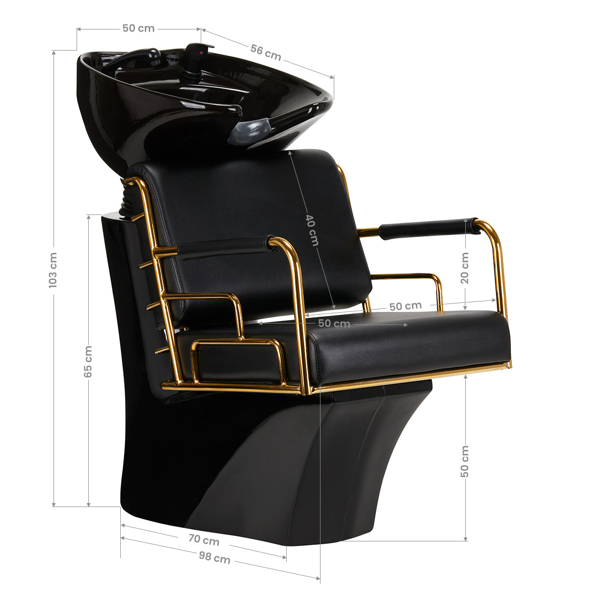 ActiveShop Gabbiano Friseurwaschbecken Prato Gold - Schwarz