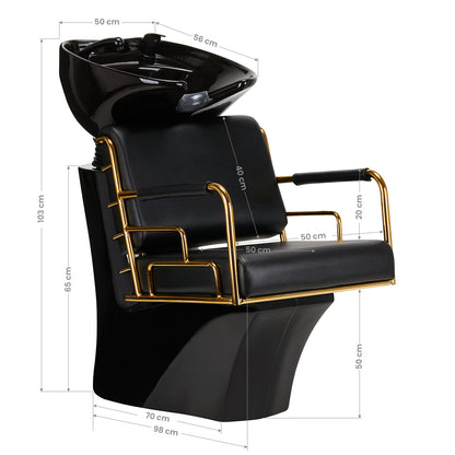 ActiveShop Gabbiano Friseurwaschbecken Prato Gold - Schwarz