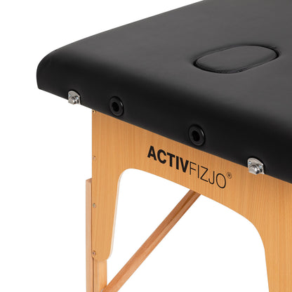 ActiveShop Klappbarer Massagetisch aus Holz Komfort Activ Fizjo Lux 2-teilig 190x70 schwarz