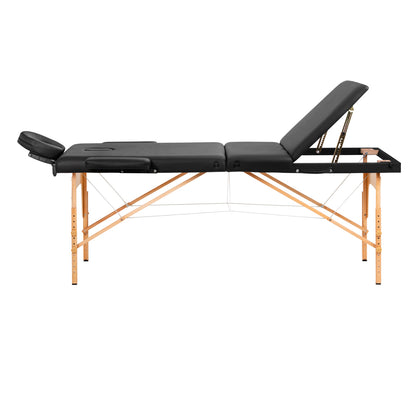 ActiveShop Klappbarer Massagetisch aus Holz Komfort Activ Fizjo Lux 3-teilig 190x70 schwarz