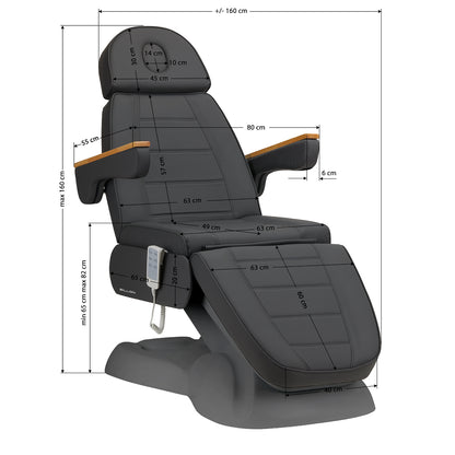 ActiveShop Elektrischer Kosmetikstuhl SILLON Lux 273b 3 Motoren grau, graue Basis