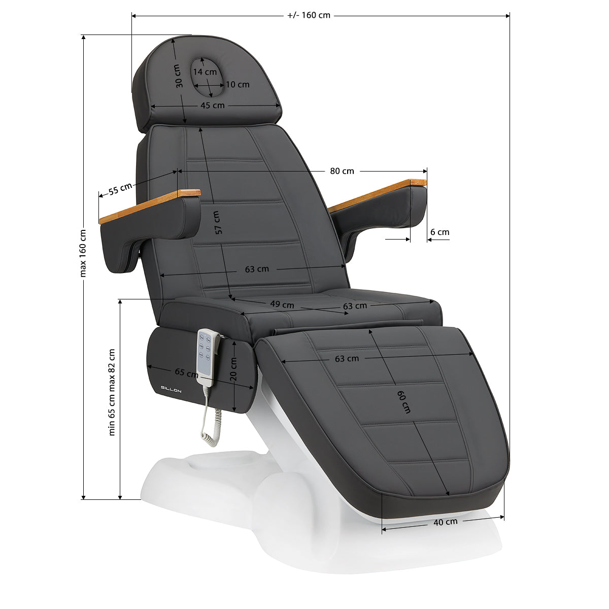 ActiveShop Elektrischer Kosmetikstuhl SILLON Lux 273b 3 Motoren grau