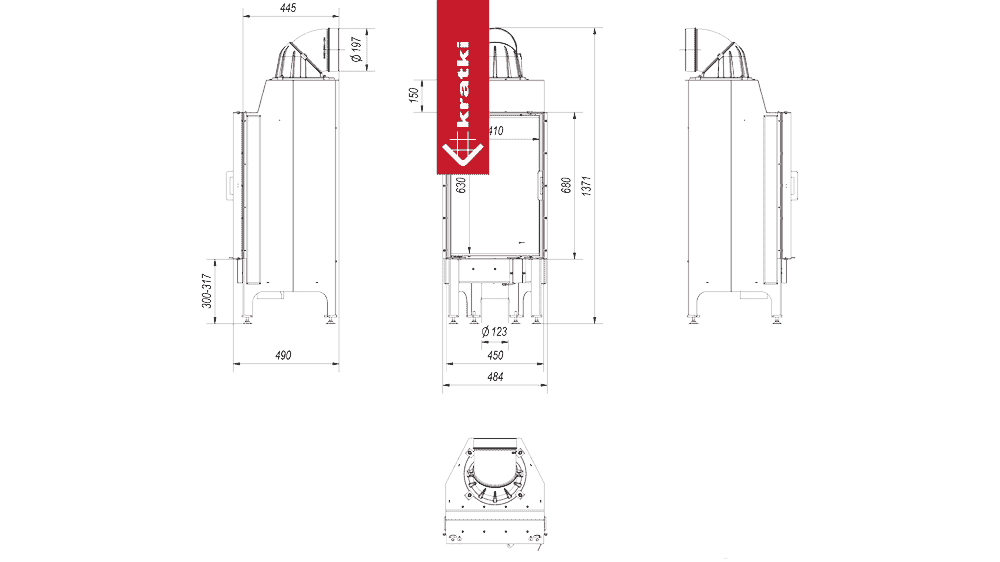 Kratki Intelligenter Kamineinsatz aus Stahl KRATKI NADIA 9 kW Ø 200 MSK