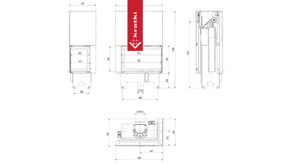 Kratki Intelligenter Kamineinsatz aus Stahl KRATKI VNP 810/410 14 kW Ø 200 mit Schiebetür MSK