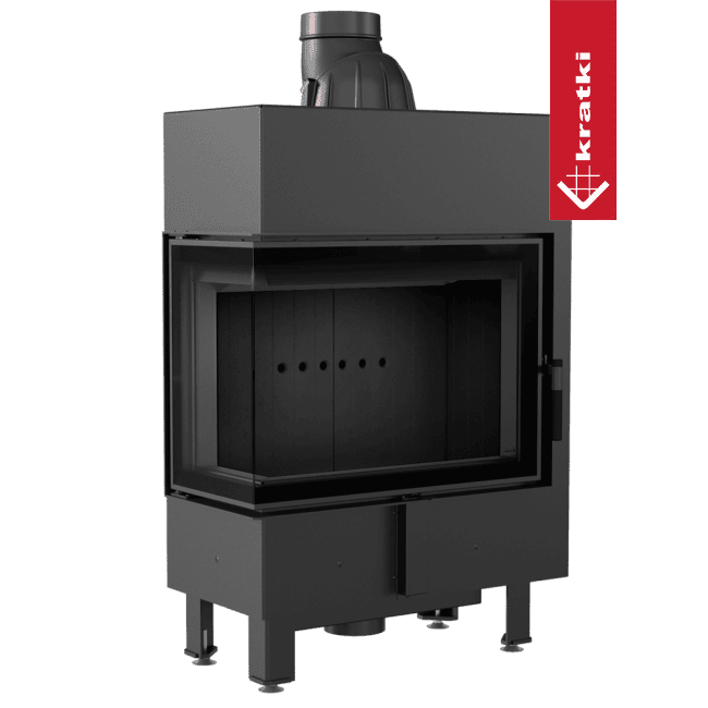 Kratki Intelligenter Kamineinsatz KRATKI LUCY SLIM links 8 kW Ø 160 schwarz Verkleidung MSK GLASS