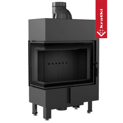 Kratki Intelligenter Kamineinsatz KRATKI LUCY SLIM links 8 kW Ø 160 schwarz Verkleidung MSK GLASS