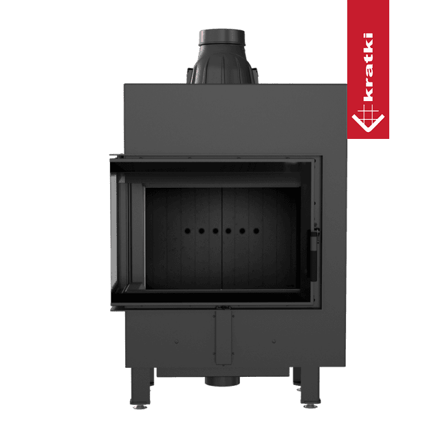 Kratki Intelligenter Kamineinsatz KRATKI LUCY SLIM links 8 kW Ø 160 schwarz Verkleidung MSK GLASS