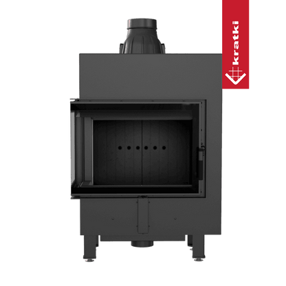 Kratki Intelligenter Kamineinsatz KRATKI LUCY SLIM links 8 kW Ø 160 schwarz Verkleidung MSK GLASS
