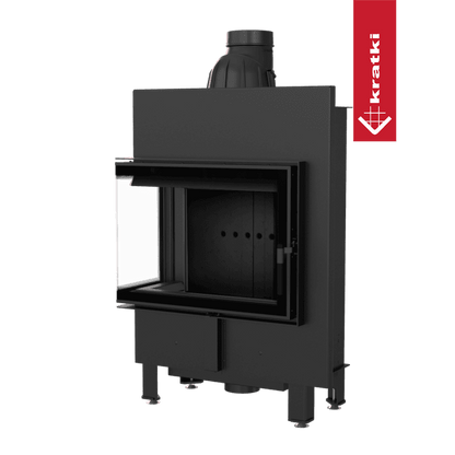Kratki Intelligenter Kamineinsatz KRATKI LUCY SLIM links 8 kW Ø 160 schwarz Verkleidung MSK GLASS