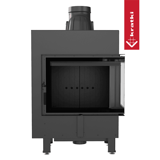 Kratki Intelligenter Kamineinsatz KRATKI LUCY SLIM rechts 8 kW Ø 160 schwarz Verkleidung MSK GLASS