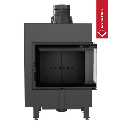 Kratki Intelligenter Kamineinsatz KRATKI LUCY SLIM rechts 8 kW Ø 160 schwarz Verkleidung MSK GLASS