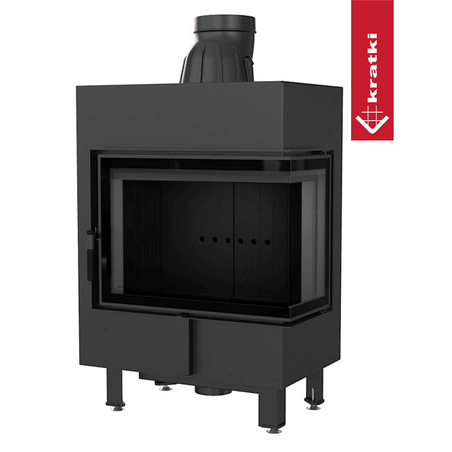Kratki Intelligenter Kamineinsatz KRATKI LUCY SLIM rechts 8 kW Ø 160 schwarz Verkleidung MSK GLASS
