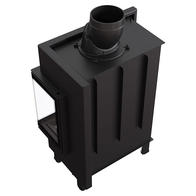 Kratki Intelligenter Kamineinsatz KRATKI LUCY SLIM rechts 8 kW Ø 160 schwarz Verkleidung MSK GLASS