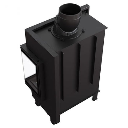 Kratki Intelligenter Kamineinsatz KRATKI LUCY SLIM rechts 8 kW Ø 160 schwarz Verkleidung MSK GLASS
