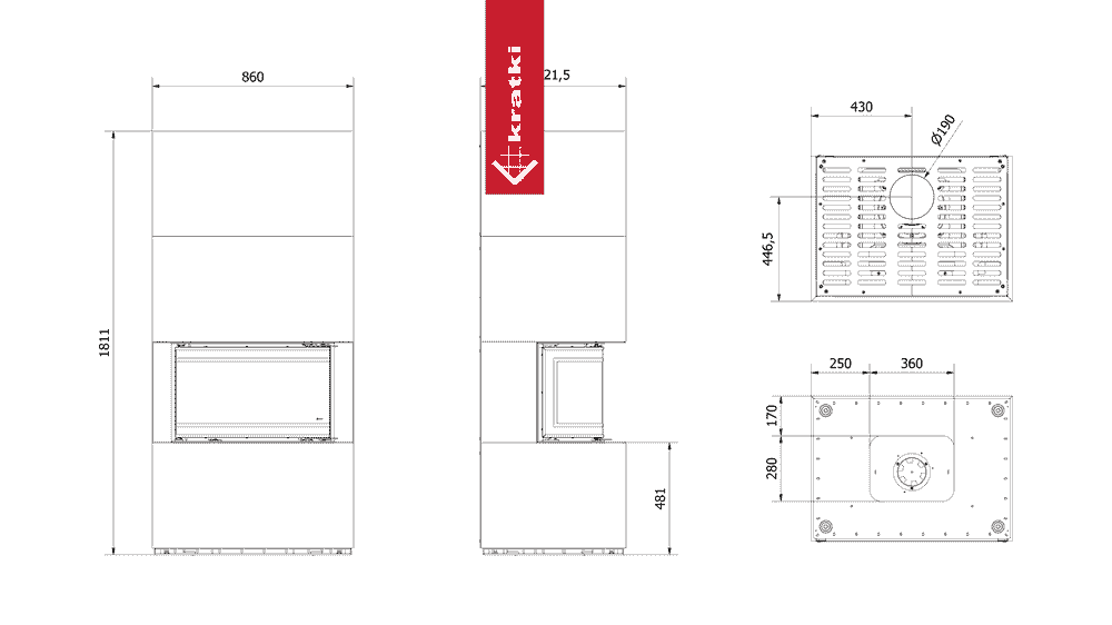 Kratki Kamineinsatz KRATKI NBC 7kW Modular Zimbabwe Nero